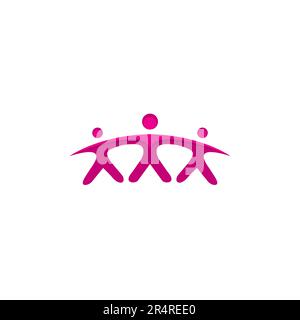 Three People Icon. Human Community Logo Design Stock Vector