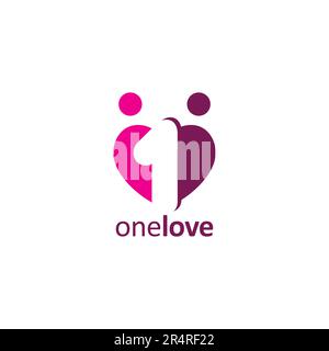 One Love Logo Simple. Heart people Logo. Human Care Logo Stock Vector