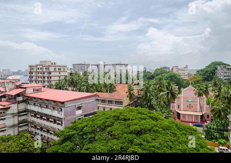 Our Lady of Dolours chapel surrounded by greenery of coconut palms at Bishop's House, MaMangalore, Karnataka, India Stock Photo