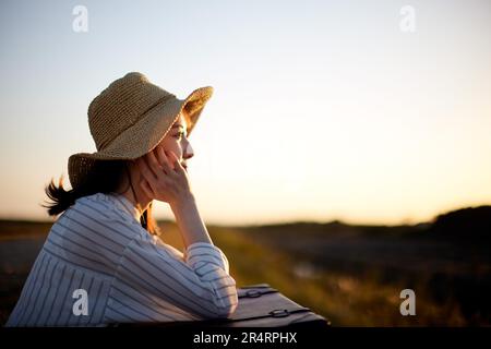 Japanese woman portrait at the beach Stock Photo