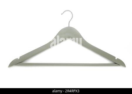 Grey coat hanger isolated on a white background. Top view Stock Photo