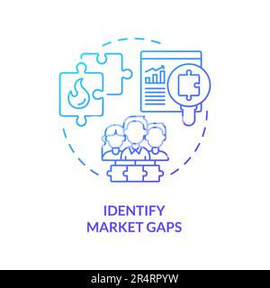 Identify market gaps blue gradient concept icon Stock Vector