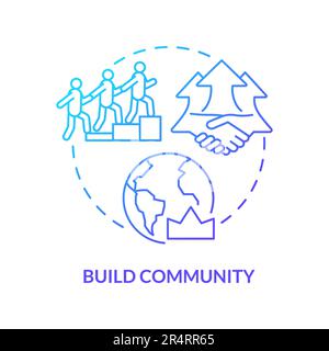 Build community blue gradient concept icon Stock Vector