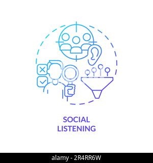 Social listening blue gradient concept icon Stock Vector