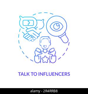 Talk to influencers blue gradient concept icon Stock Vector
