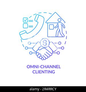 Omni channel clienting blue gradient concept icon Stock Vector