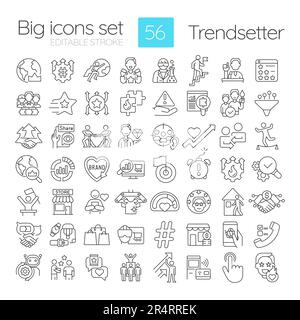 Trendsetter linear icons set Stock Vector