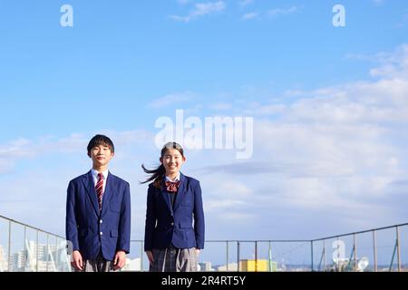 Japanese school kids portrait Stock Photo