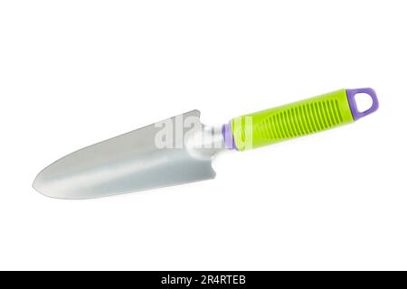 Garden shovel isolated on a white background. Spring. Top view Stock Photo
