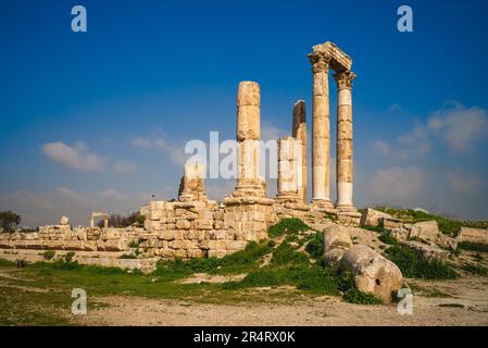 Temple of Hercules located on Amman Citadel in Amman, Jordan Stock Photo