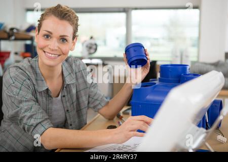 client getting securty camera installed Stock Photo