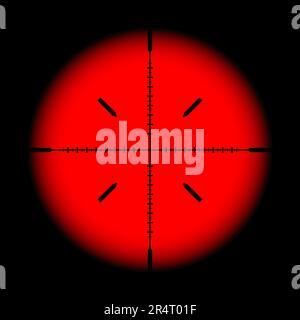 Various weapon thermal infrared sight, sniper rifle optical scope. Hunting gun viewfinder with crosshair. Aim, shooting mark symbol. Military target Stock Vector