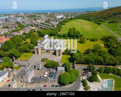 Aerial view of Palace of Holyroodhouse in Edinburgh, Scotland, UK Stock Photo