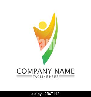 Abstract people logo design.fun people,healthy people,sport,community people symbol vector illustration Stock Vector