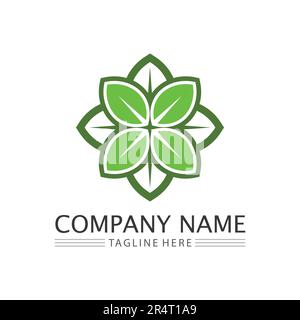 leaf logo design vector for nature symbol template editable,Green leaf logo ecology nature element vector icon. Stock Vector