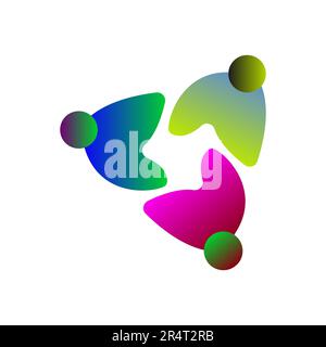 Teamwork businessman unity and cooperation concept created with simple geometric elements as a people crew. Vector icon or logo Stock Vector