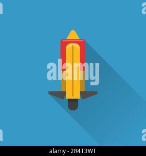 Flat style unicycle icon with long shadow. Balancing solo wheel symbol, modern eco urban transport. Stock Vector