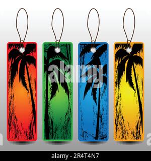 Summer Holiday Banners, Price Tags With Palm Trees Stock Vector