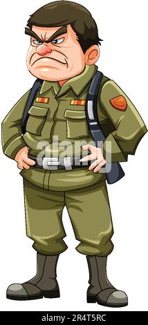 Grumpy army officer cartoon character illustration Stock Vector Image ...