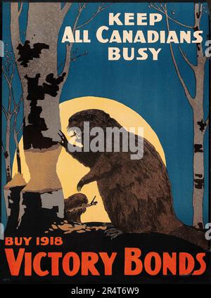 CANADA - World War I Propaganda (1918) 'Keep All Canadians Busy' Stock Photo