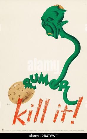 Canada - World War II Propaganda (Ministry of National War Services, Early 1940s) Canadian Poster 'Rumor, Kill It!' Stock Photo