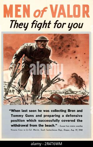 Canada World War II Propaganda (Wartime Information Board, 1943). Canadian Poster 'They Fight for You' Hubert Rogers Artwork Stock Photo