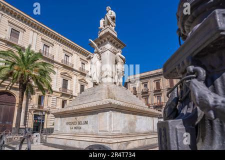 View of Vincenzo Bellini in Piazza Stesicoro, Catania, Sicily, Italy, Europe Stock Photo