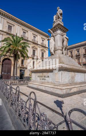 View of Vincenzo Bellini in Piazza Stesicoro, Catania, Sicily, Italy, Europe Stock Photo