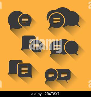 Speech Bubbles Set with Shadows for Web, Mobile Apps - Flat Design Stock Vector