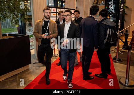 Stavanger 20230529.Magnus Carlsen plays blitz chess against Dommaraju Gukesh  during Norway Chess 2023 which is held in Finansparken in Stavanger. Photo:  Carina Johansen / NTB Stock Photo - Alamy