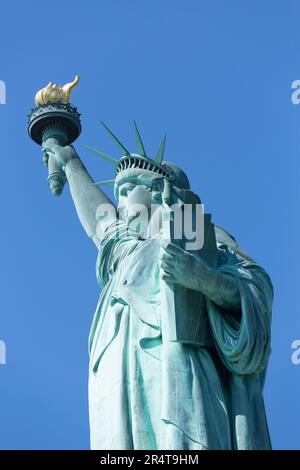 US, New York, Close up of Miss liberty on Liberty Island. Stock Photo