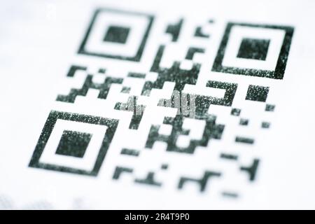 Close up of qr code printed on white paper Stock Photo