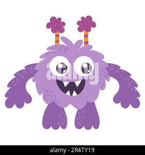 Cute cartoon monster, alien. Vector illustration on a white background. Stock Vector