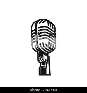 Microphone logo black and white vector Stock Vector Image & Art - Alamy