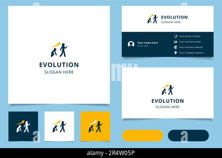 Evolution logo design with editable slogan. Branding book and business card template. Stock Vector