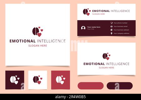 Emotional intelligence logo design with editable slogan. Branding book and business card template. Stock Vector