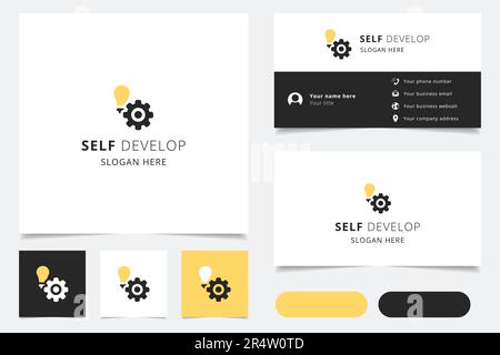 Self develop logo design with editable slogan. Branding book and business card template. Stock Vector