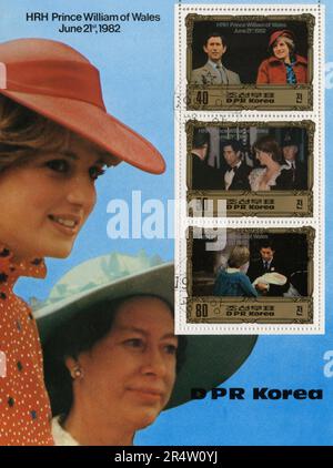 North Korean commemorative stamp: Prince William of Wales, North Korea 1982 Stock Photo