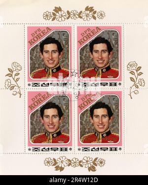 North Korean commemorative stamp: Prince Charles, North Korea 1982 Stock Photo