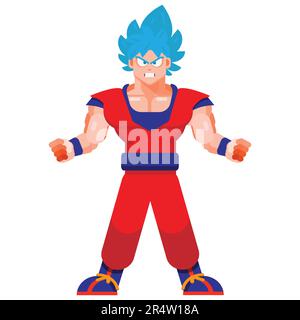 Angry man fighter. flat vector illustration isolated on white background. Stock Vector