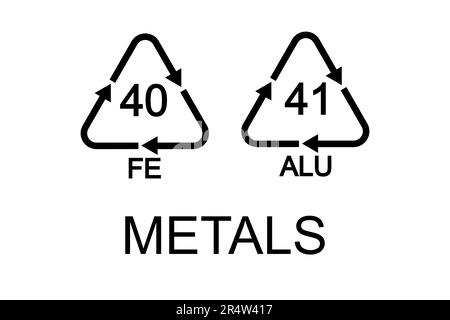Steel recycling symbol FE 40 , metals recycling code FE 40 , vector ...