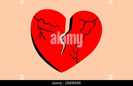 Torn and broken heart vector sign. The concept of fading, unrequited love. Stock Photo