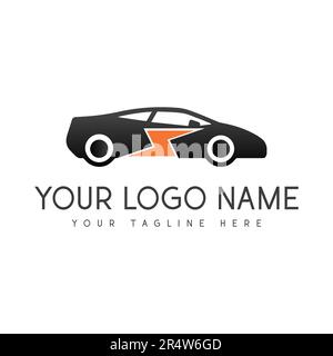electric car Logo Design Wireless Car Chargeable Logotype Stock Vector