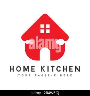 Home Kitchen Chef Restaurant Logo Design Spoon Fork Chef Cap Logotype Stock Vector