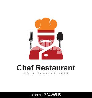 Home Kitchen Chef Restaurant Logo Design Spoon Fork Chef Cap Logotype Stock Vector