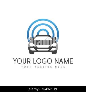 electric car Logo Design Wireless Car Chargeable Logotype Stock Vector