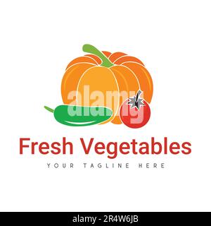 Fresh Vegetables Logo Design Vegetarian Logotype Stock Vector