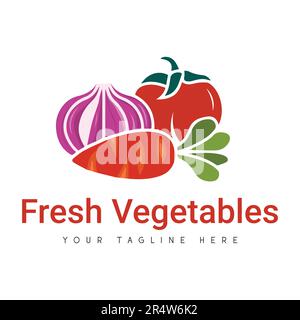 Fresh Vegetables Logo Design Vegetarian Logotype Stock Vector