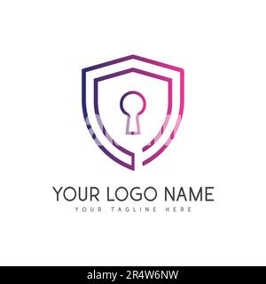 Shield Security Logo Design IT Tech Logotype Wireless Stock Vector