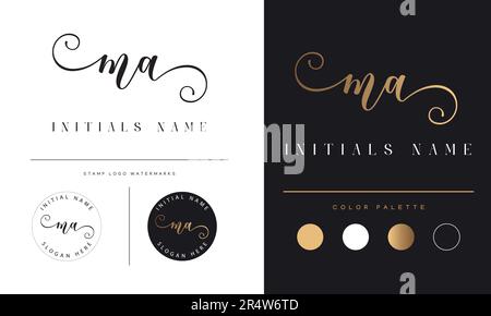 Luxury MA or AM Initial Monogram Text Letter Logo Design Stock Vector